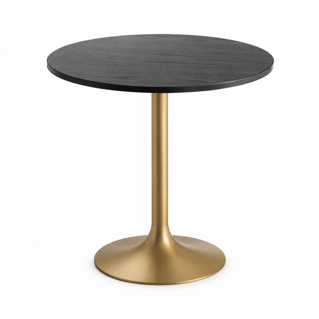 Tavolo da pranzo rotondo nero e ottone in MDF e acciaio Ø 80 x H 75 cm