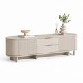 Mobile TV beige in MDF laccato con ante scanalate e 2 cassetti 180 x 40 x 60 cm