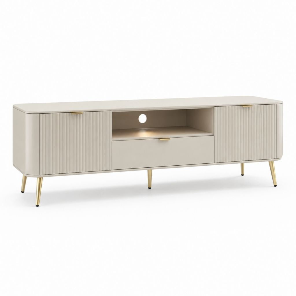 Mobile TV crema in MDF rettangolare con ante e cassetto 180 x 40 x 55 cm