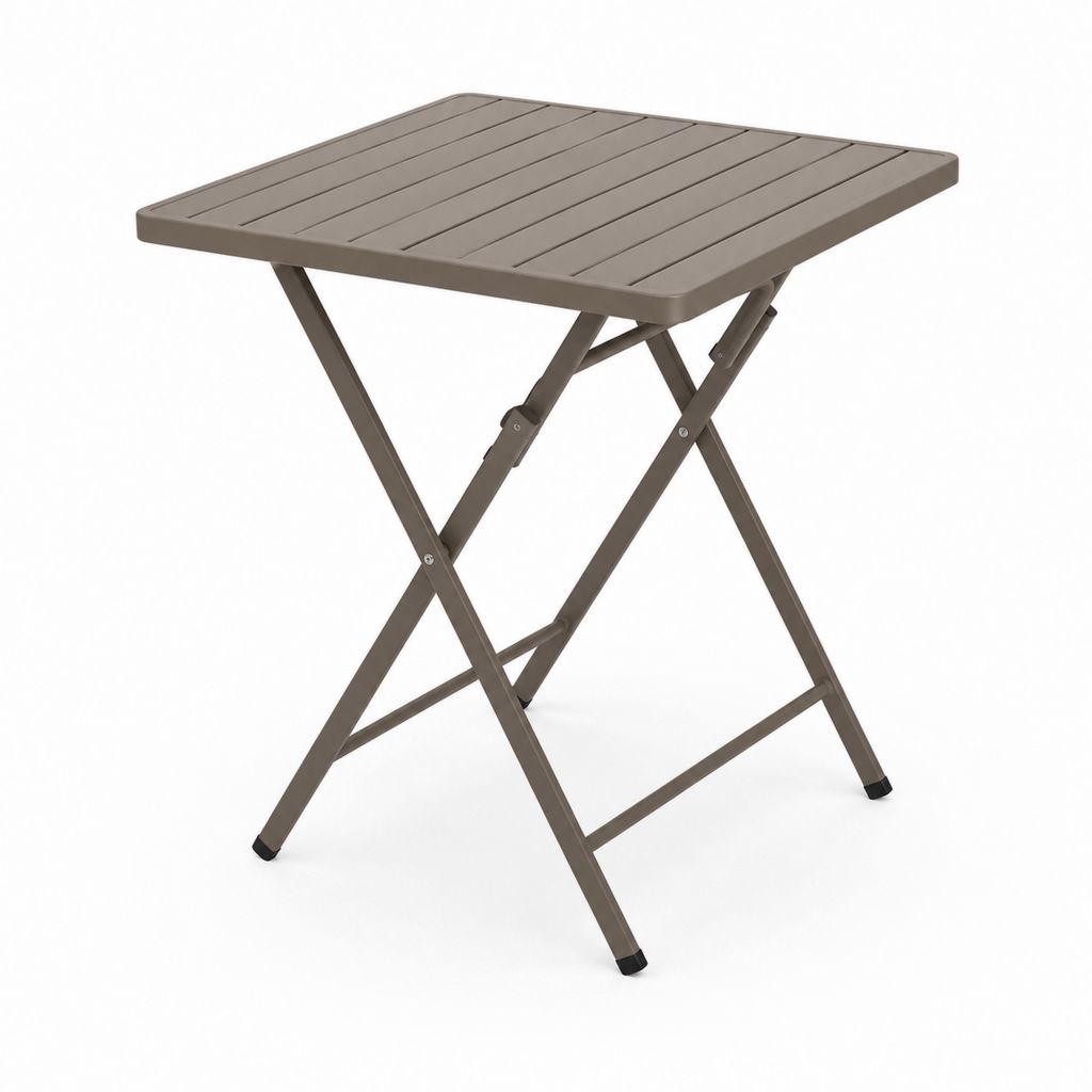 Tavolo da giardino pieghevole tortora in acciaio e PP 70 x 50 x 70 cm