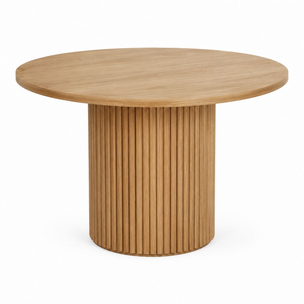 Tavolo da pranzo rotondo rovere in MDF impiallacciato rovere Ø120 x H75 cm