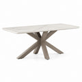 Tavolo da pranzo rettangolare bianco effetto marmo con piano in pietra sinterizzata e base in acciaio 180 x 90 x 76 cm