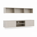 Set mobile TV e mensola sospesa rettangolari beige in MDF 180 x 40 x 45 cm