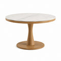 Tavolo da pranzo rotondo bianco e rovere in marmo naturale Ø120 x H75 cm