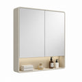 Armadietto bagno con specchio a 2 ante beige in MDF 80 x 70 x 15 cm