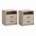 Set di 2 comodini rettangolari rovere chiaro in pannello truciolare 45 x 40 x 60 cm con 2 cassetti