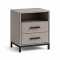 Comodino 2 cassetti grigio rovere in MDF rettangolare 45 x 40 x 60 cm