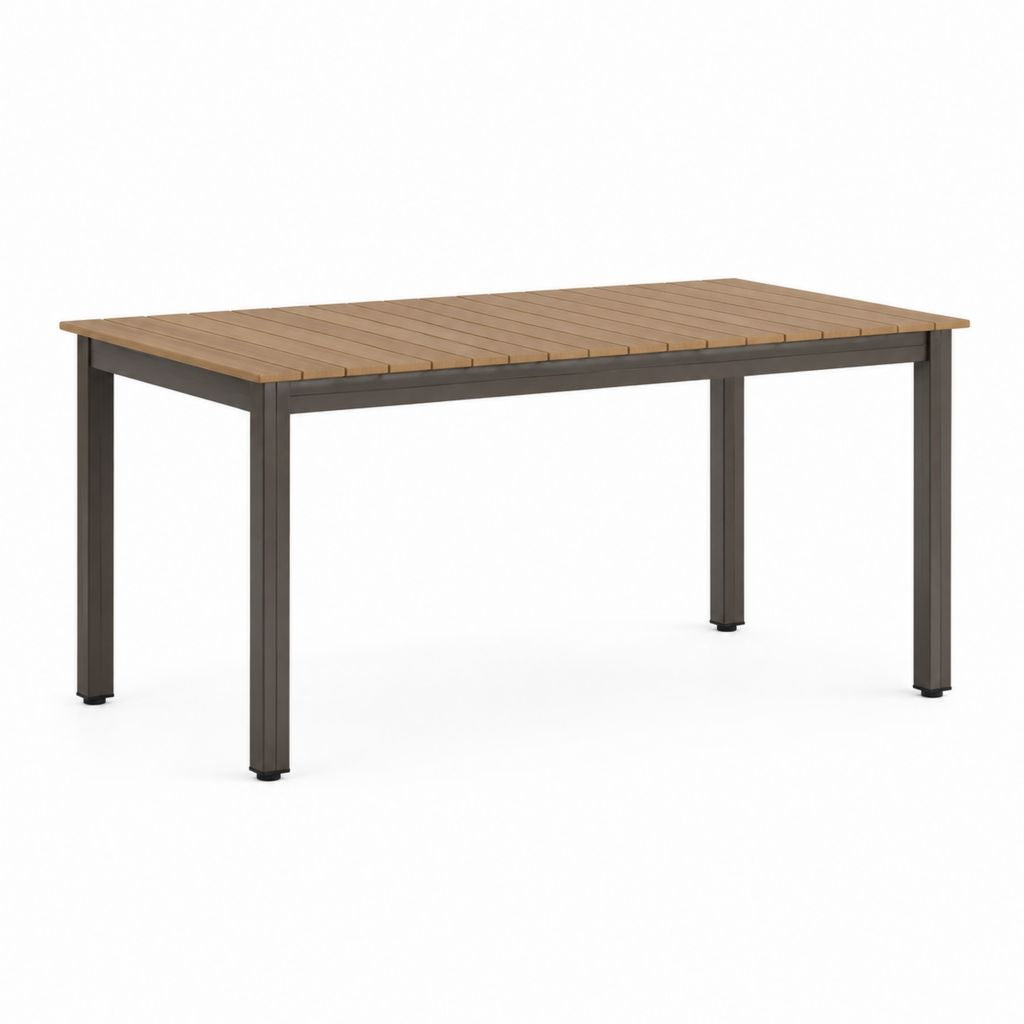 Tavolo da giardino rettangolare marrone e antracite in alluminio 150 x 90 x 75 cm