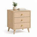 Comodino a 3 cassetti rovere chiaro in MDF impiallacciato 60 x 40 x 70 cm