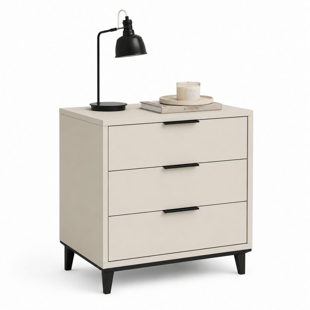 Comodino a 3 cassetti beige in MDF rettangolare 60 x 40 x 65 cm