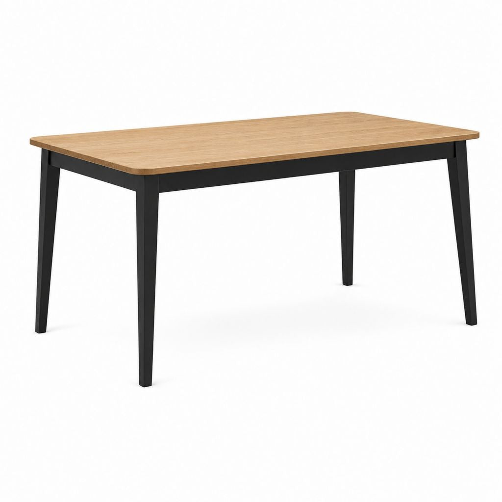 Tavolo da pranzo rettangolare rovere e nero in MDF e acciaio 120 x 80 x 75 cm
