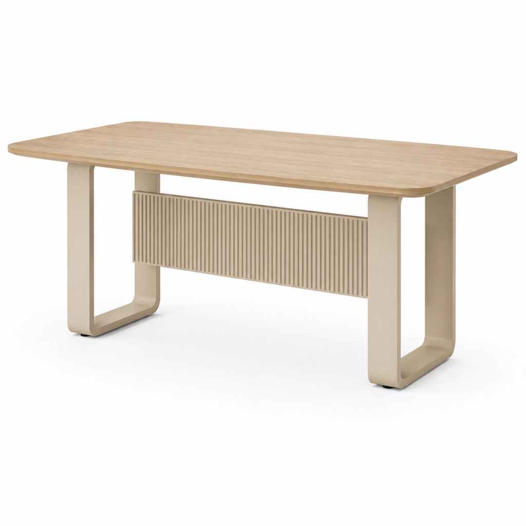 Tavolo da pranzo rettangolare rovere chiaro e acciaio beige 160 x 80 x 75 cm