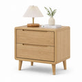 Comodino con 2 cassetti rovere naturale in MDF impiallacciato 60 x 40 x 60 cm