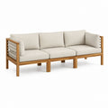 Divano da giardino 3 posti beige in legno massello di acacia 205 x 75 x 75 cm